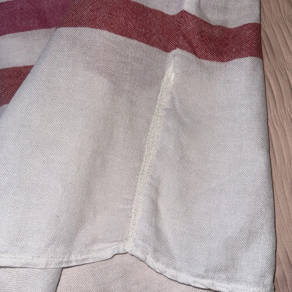 Zara 100% Linen V-Neck Top White, Red Dual Stripe Lightweight Size M - Picture 11 of 14